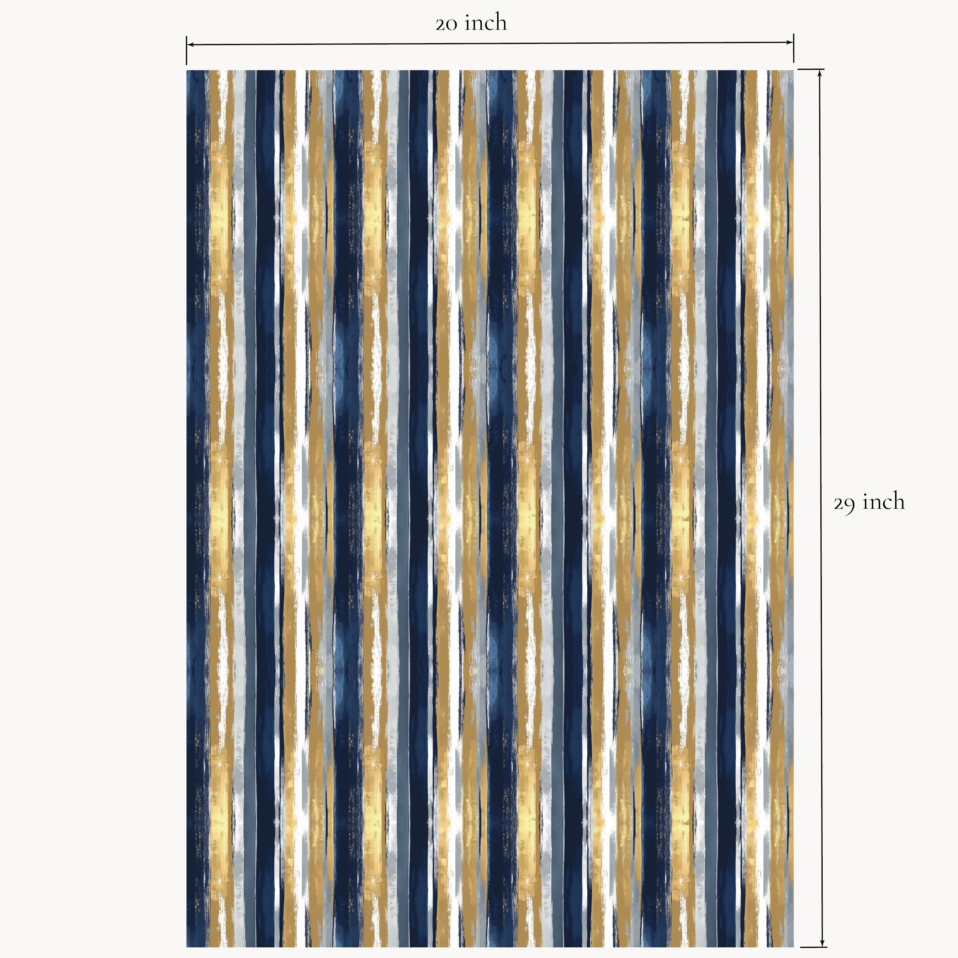 Navy Gold Wrapping Paper Sheet Measurements