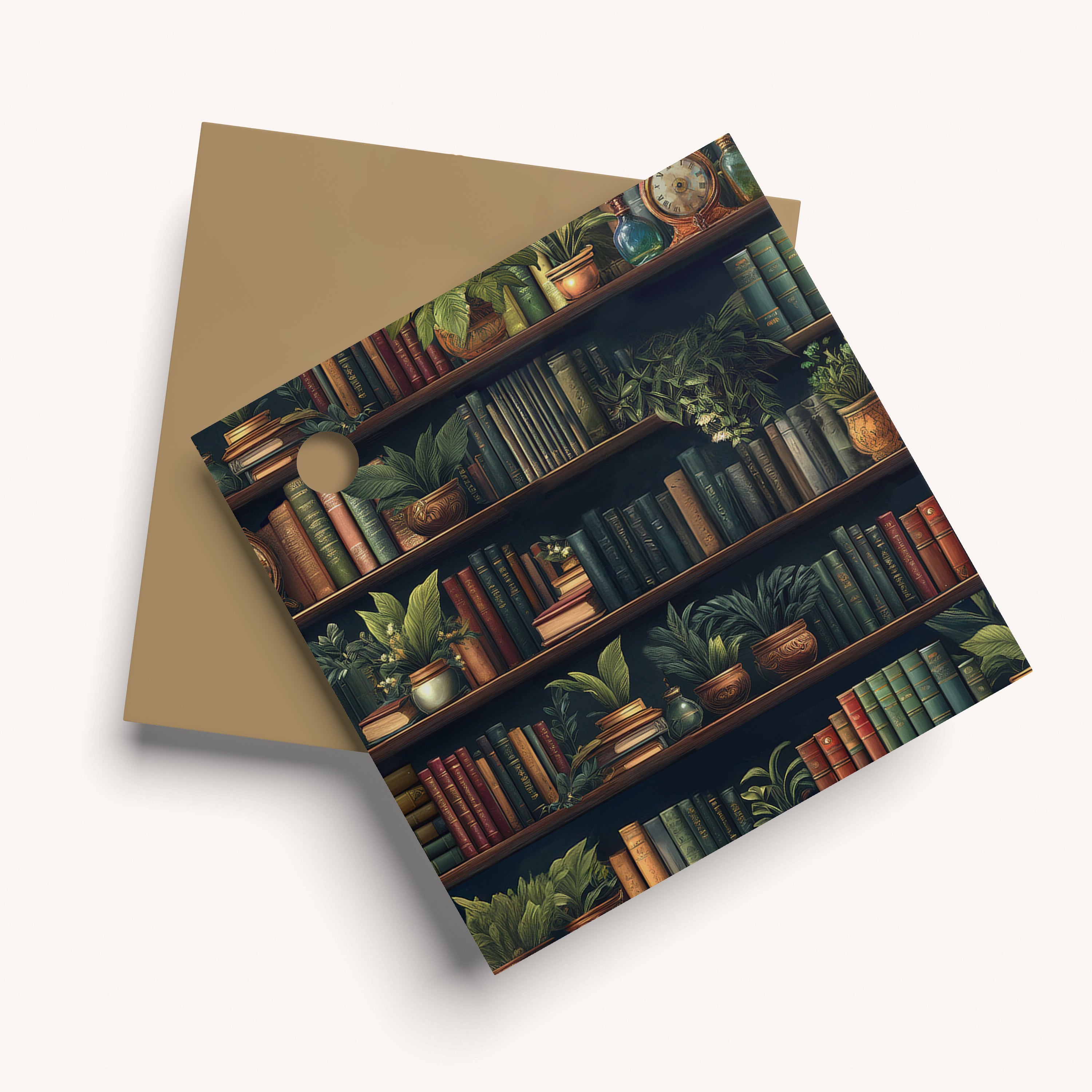 Notebook with a bookshelf design on the cover