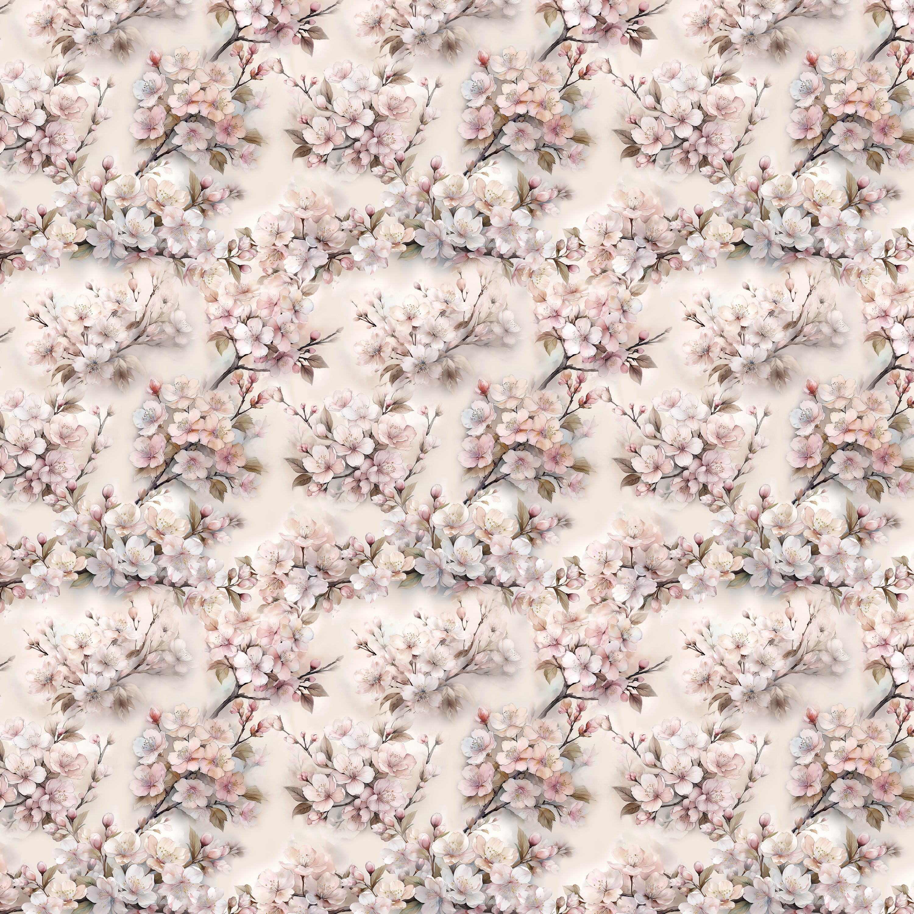 Pattern of cherry blossoms on a light background