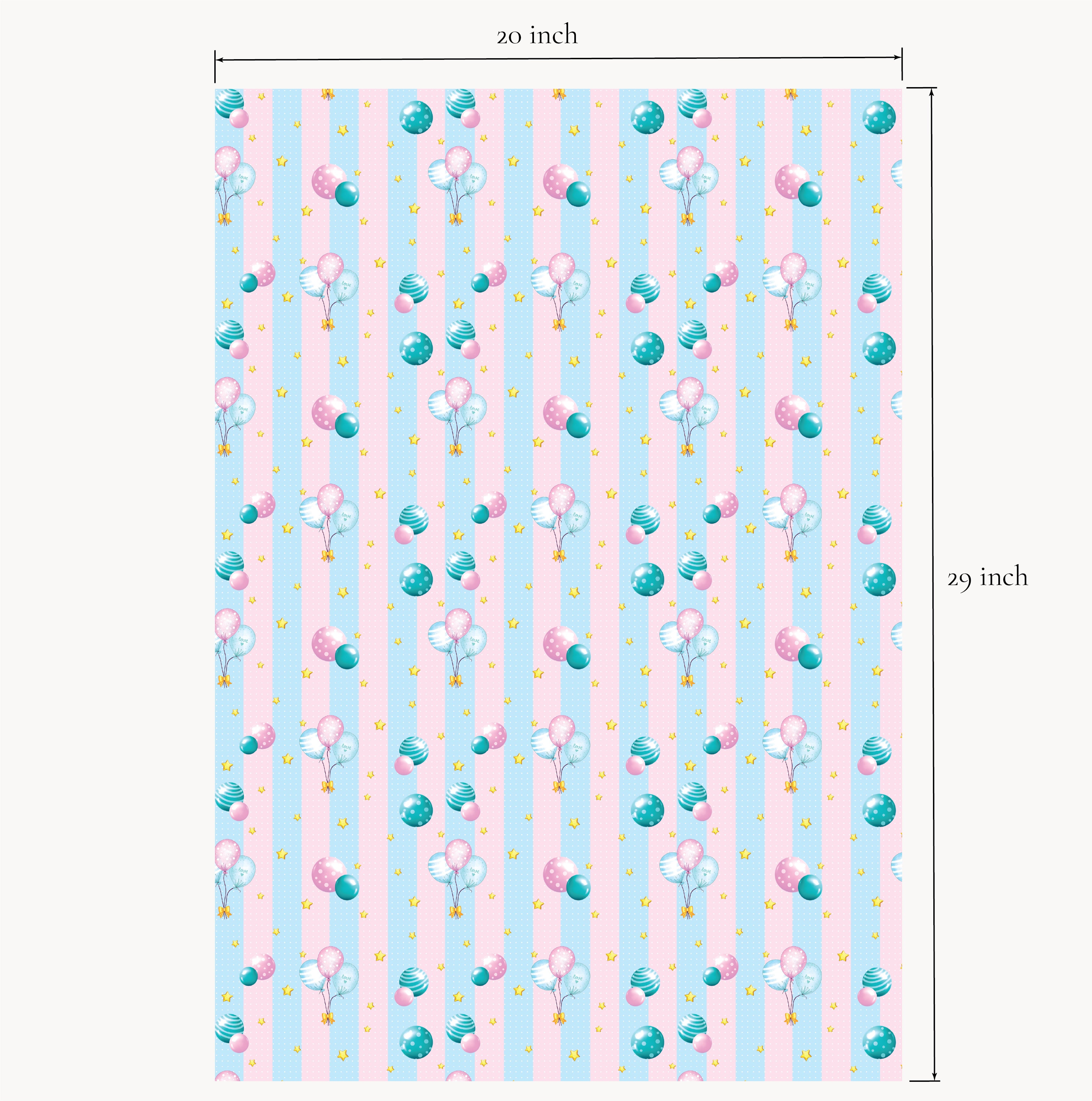 Flat balloon wrapping paper sheet with the measurements of 20x29 inch