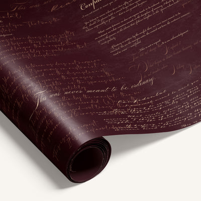 Burgundy Confidential Letter Valentine's wrapping paper with vintage love letter and romantic text design