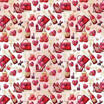 Champagne & Heels Valentine's wrapping paper with champagne glasses and high heels design