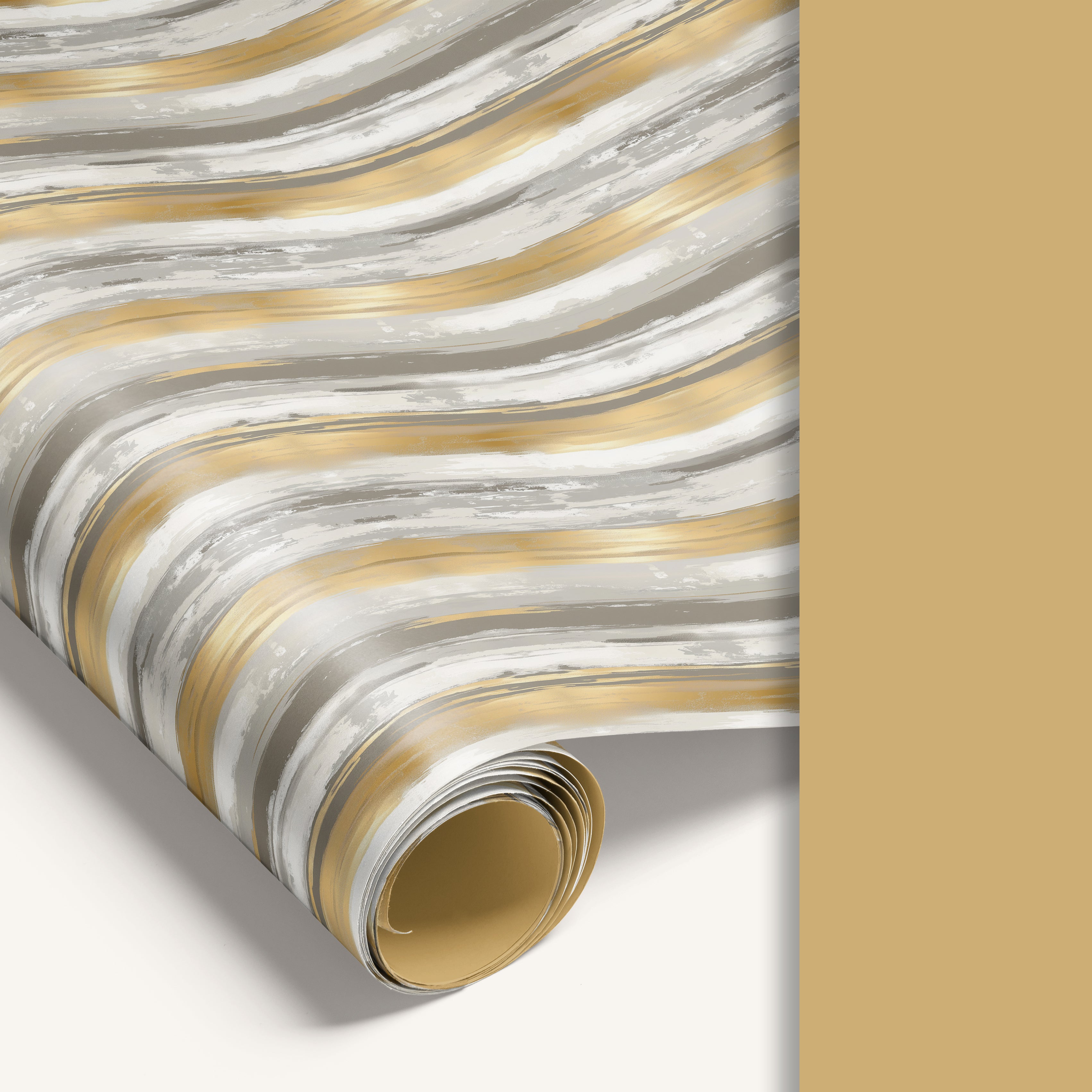 Signature Edit double-sided wrapping paper featuring minimalist front design and soft gold reverse side.