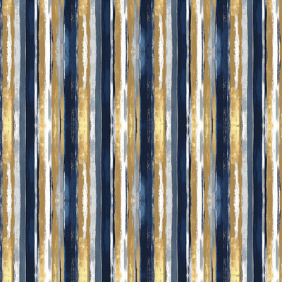 Close-up of Modern Tux double-sided wrapping paper showing navy stripe pattern with deep navy reverse side.