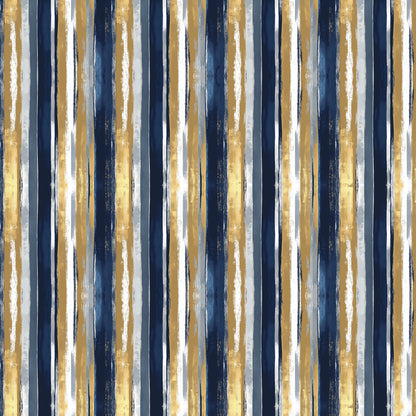 Close-up of Modern Tux double-sided wrapping paper showing navy stripe pattern with deep navy reverse side.